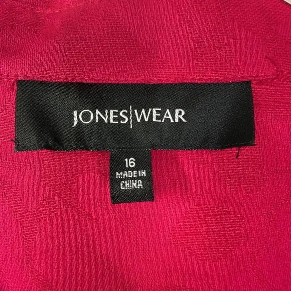 Jones Wear Jacket Womens 16 Pink Linen Cotton Floral Jacquard Blazer‎ Career - Picture 16 of 16